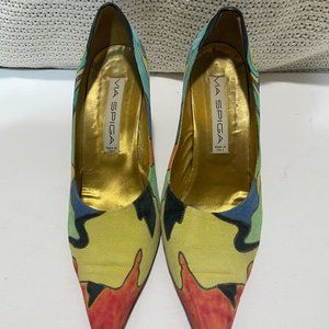 Via Spiga Pointed multi colored Suede Heels Shoes